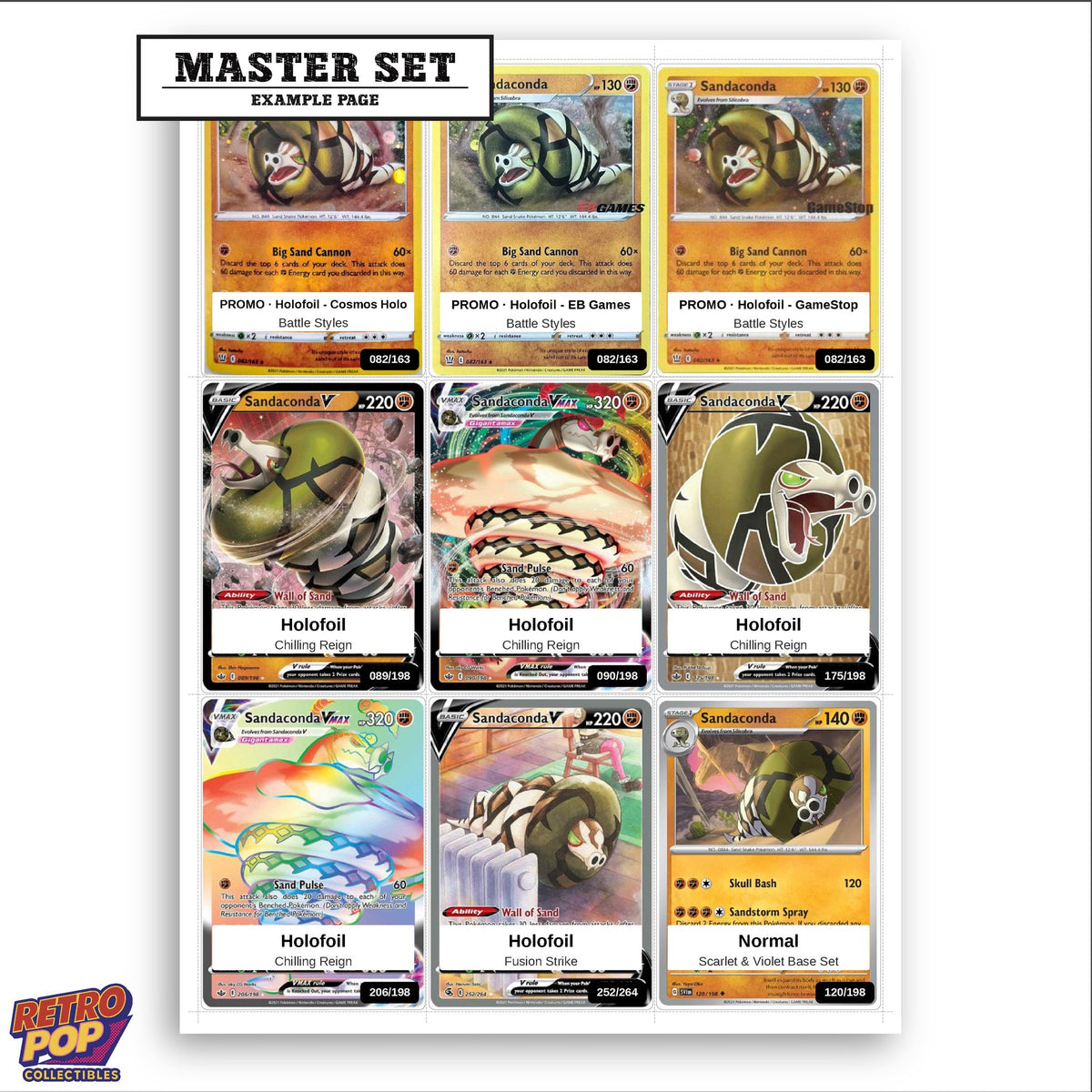 Printed Sandaconda Pokemon placeholders in binder - real photo 3