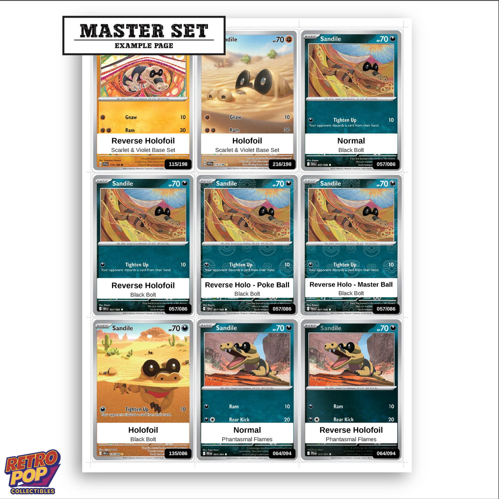 Printed Sandile Pokemon placeholders in binder - real photo 3