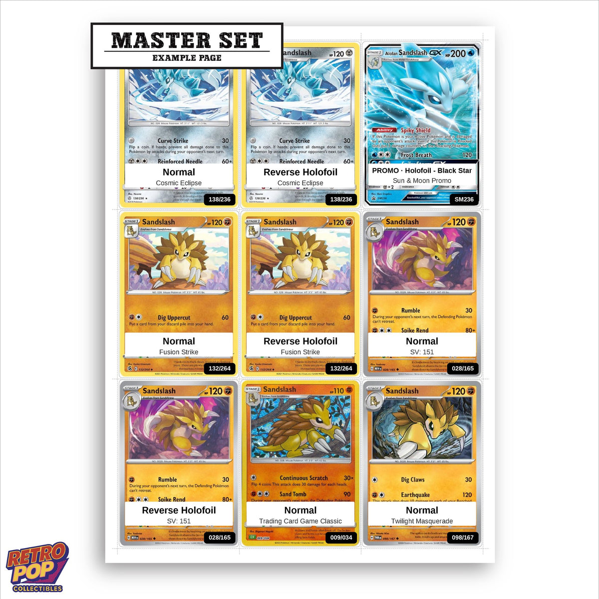 Printed Sandslash Pokemon placeholders in binder - real photo 1