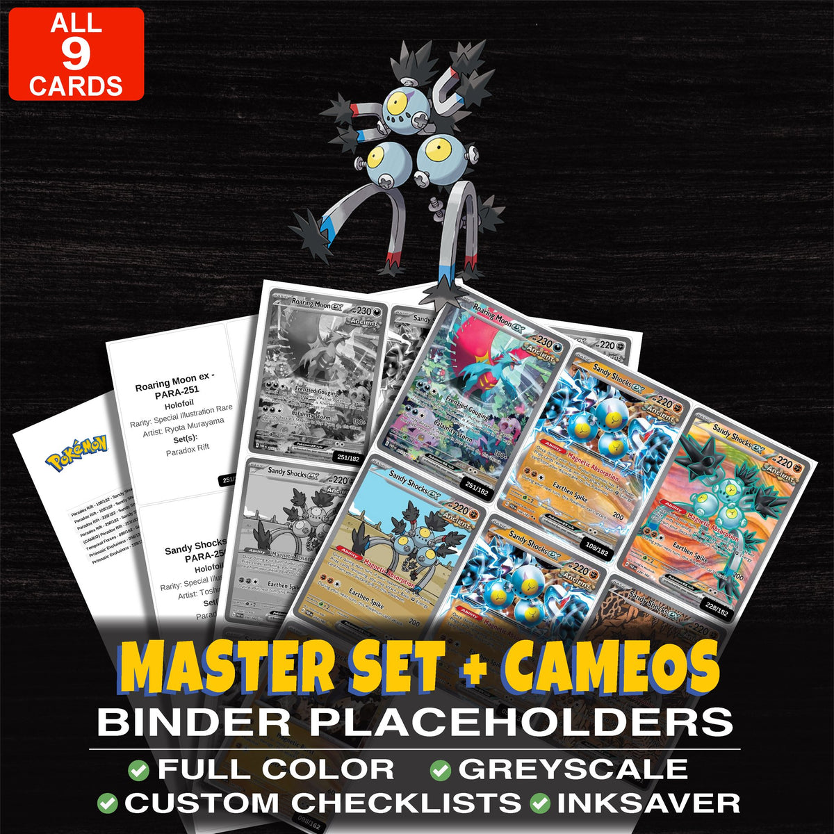 Every Sandy Shocks Pokemon card ever made - master set binder placeholders with Sandy Shocks ex