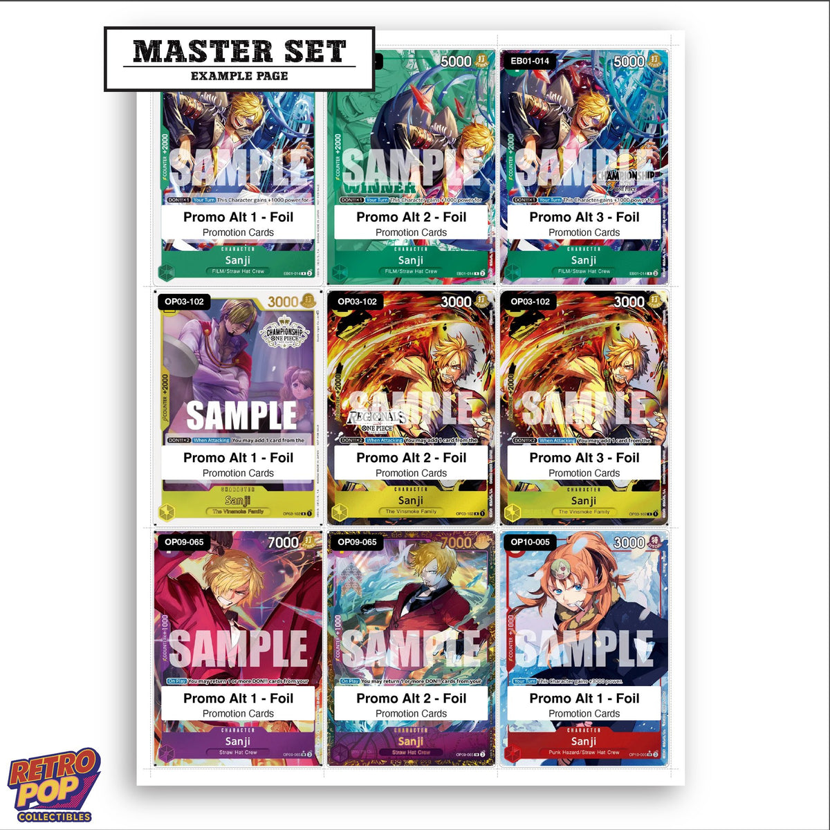 Printed Sanji One Piece placeholders in binder - real photo 3