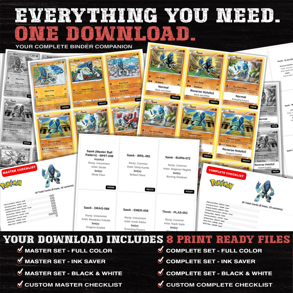 Everything included in the Sawk master set download - 8 PDF files