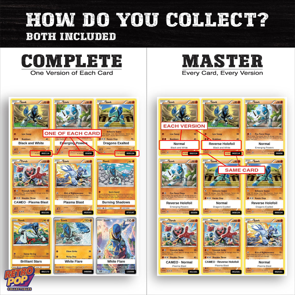 Complete Set vs Master Set versions of the Sawk binder placeholders