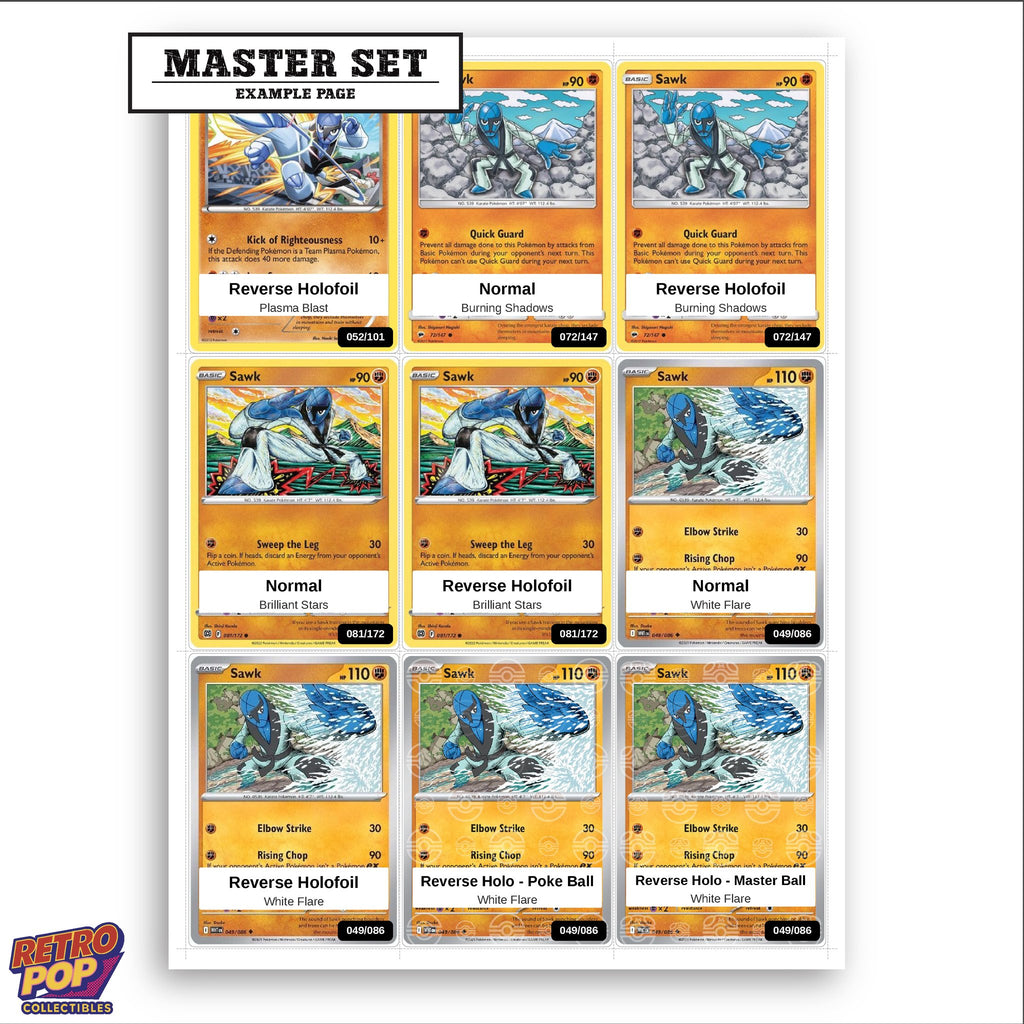 Printed Sawk Pokemon placeholders in binder - real photo 3