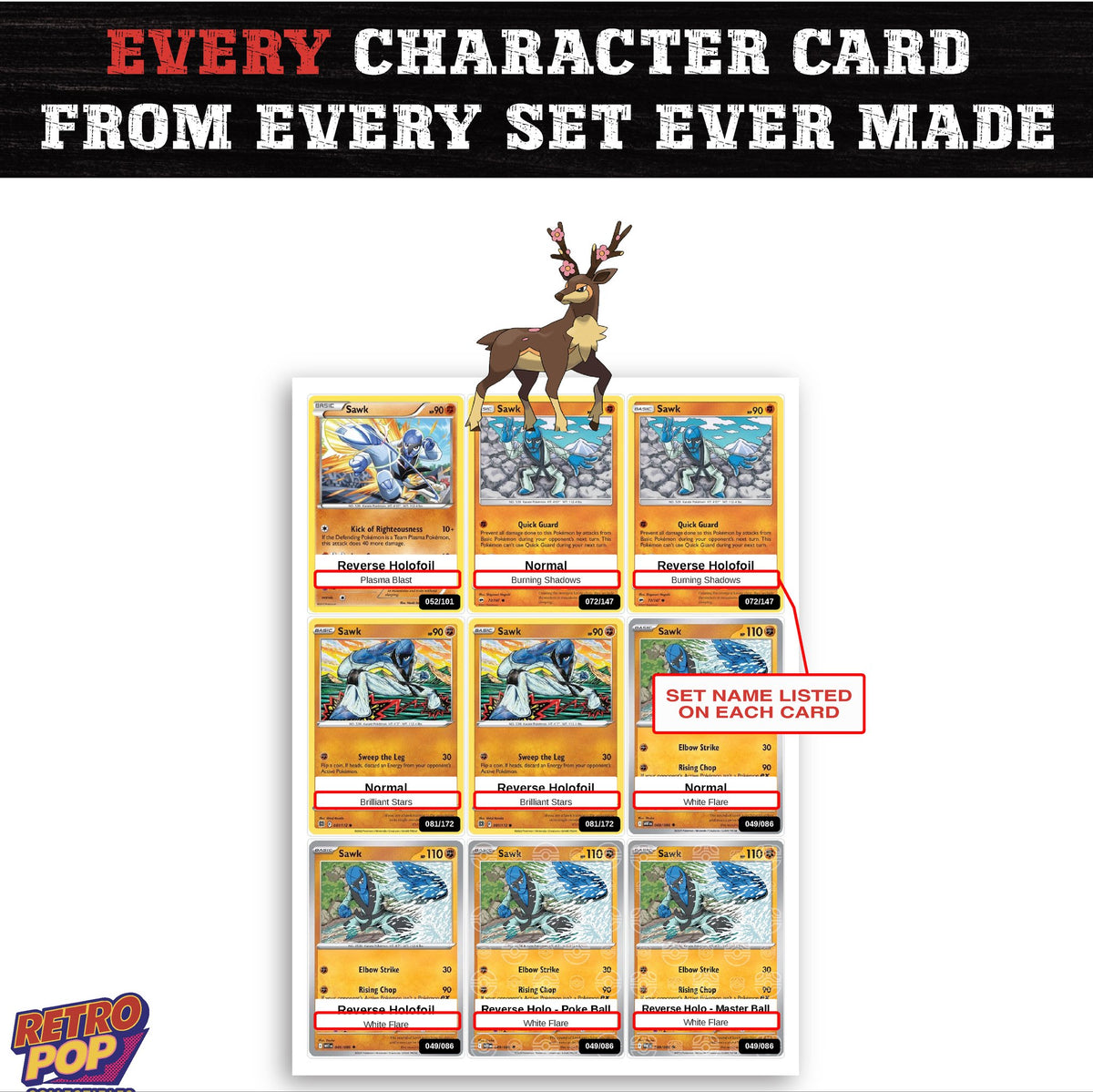 Sawsbuck card collection preview - every set Sawsbuck appears in