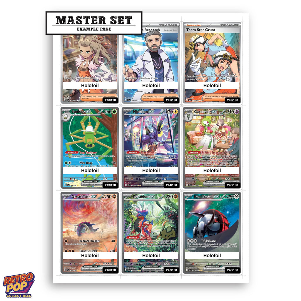 Printed Scarlet & Violet Base Set placeholders in binder - real photo 1