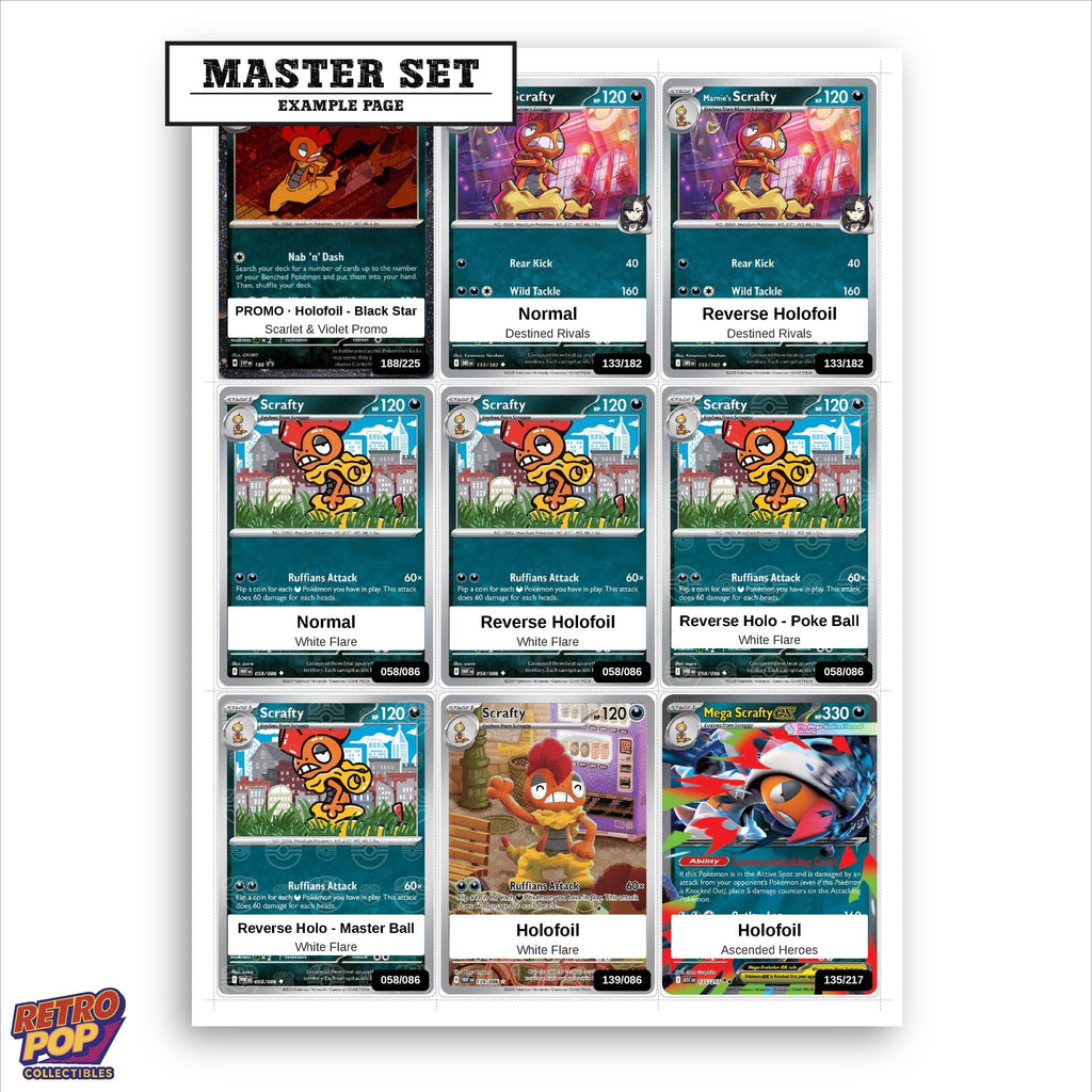 Printed Scrafty Pokemon placeholders in binder - real photo 1