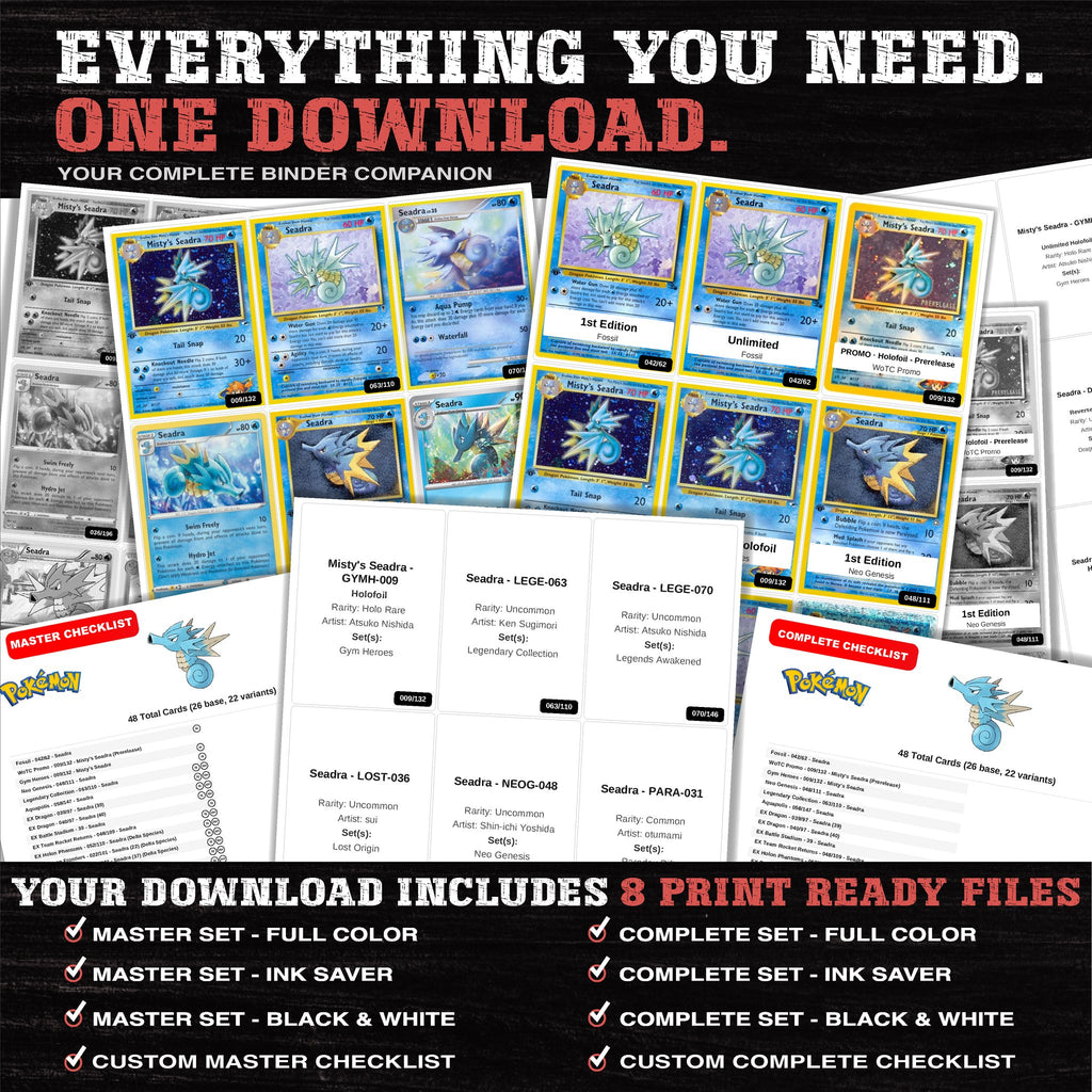Everything included in the Seadra master set download - 8 PDF files