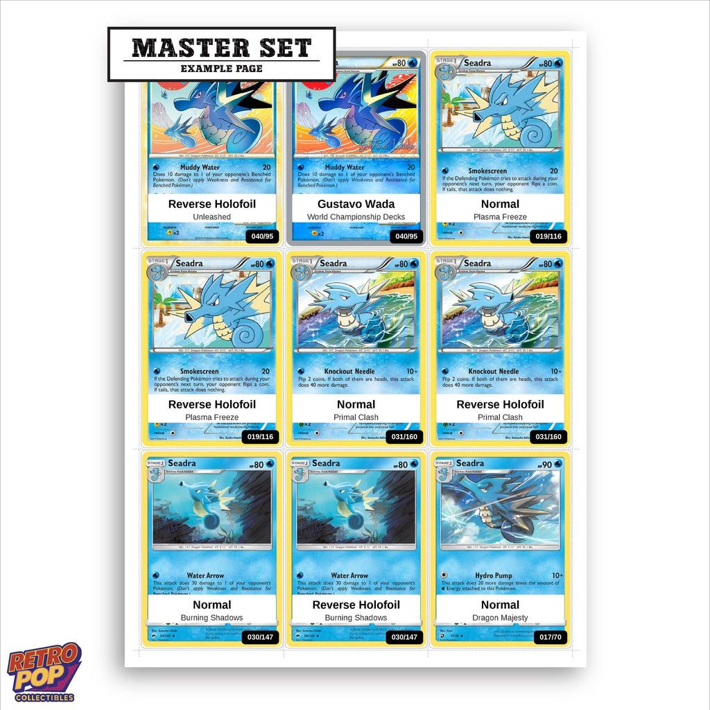 Printed Seadra Pokemon placeholders in binder - real photo 1