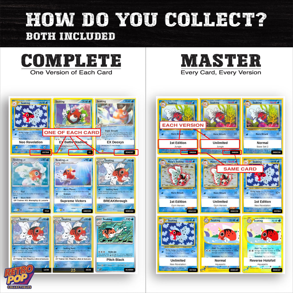 Complete Set vs Master Set versions of the Seaking binder placeholders