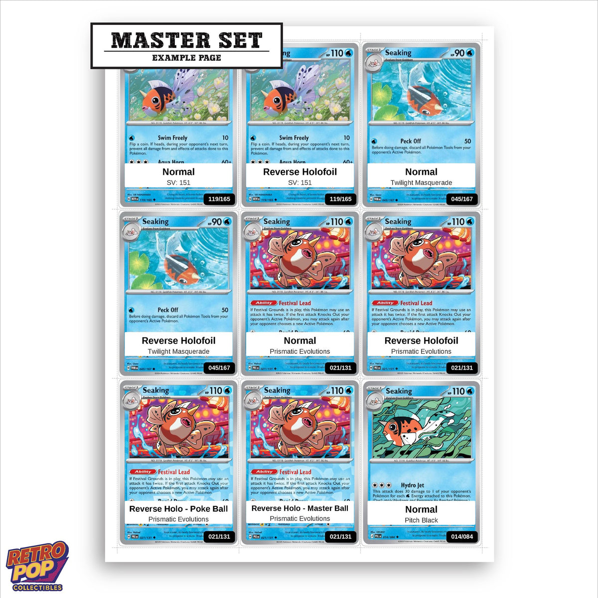 Printed Seaking Pokemon placeholders in binder - real photo 1