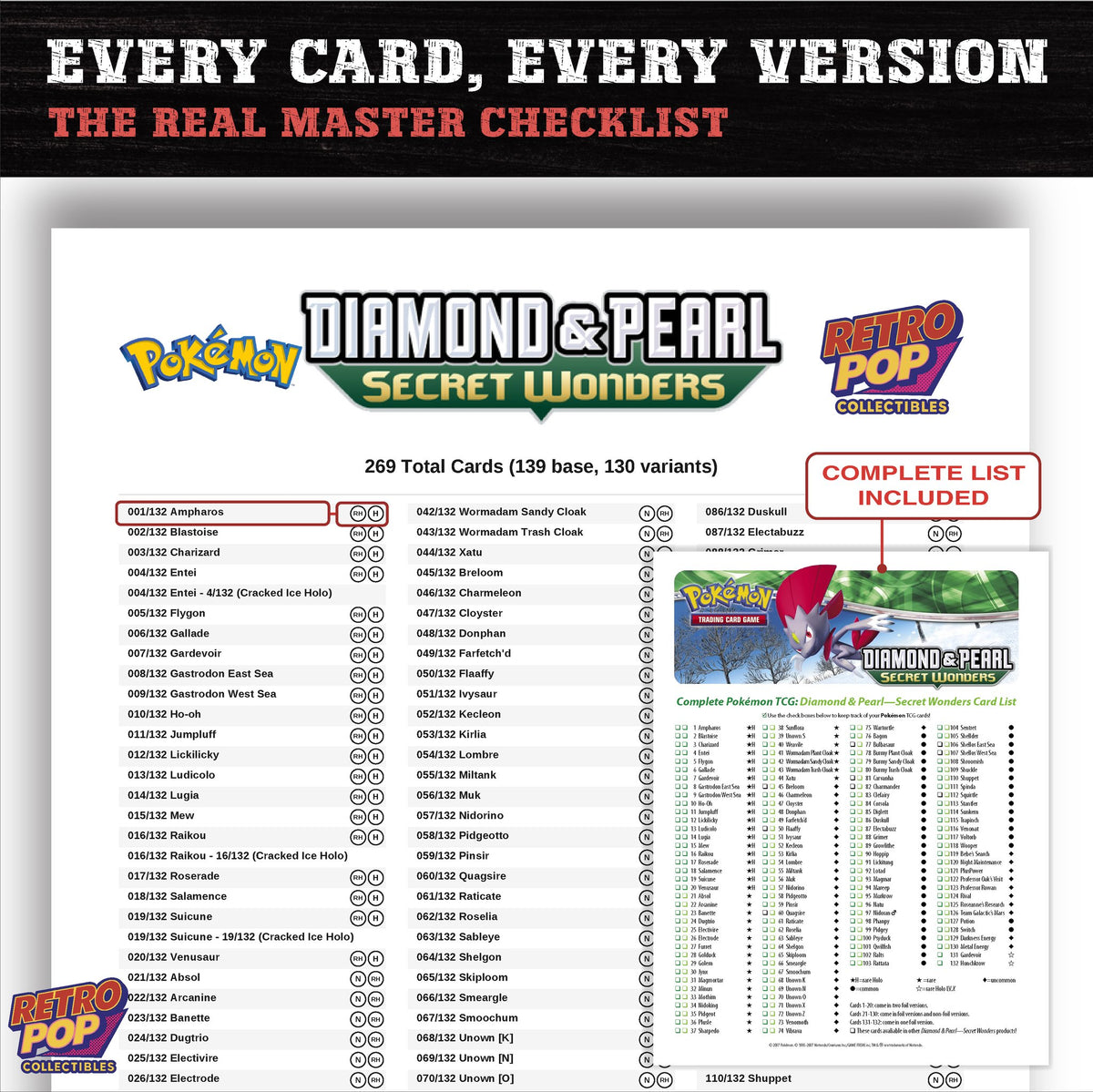 Secret Wonders Pokemon card checklist PDF preview