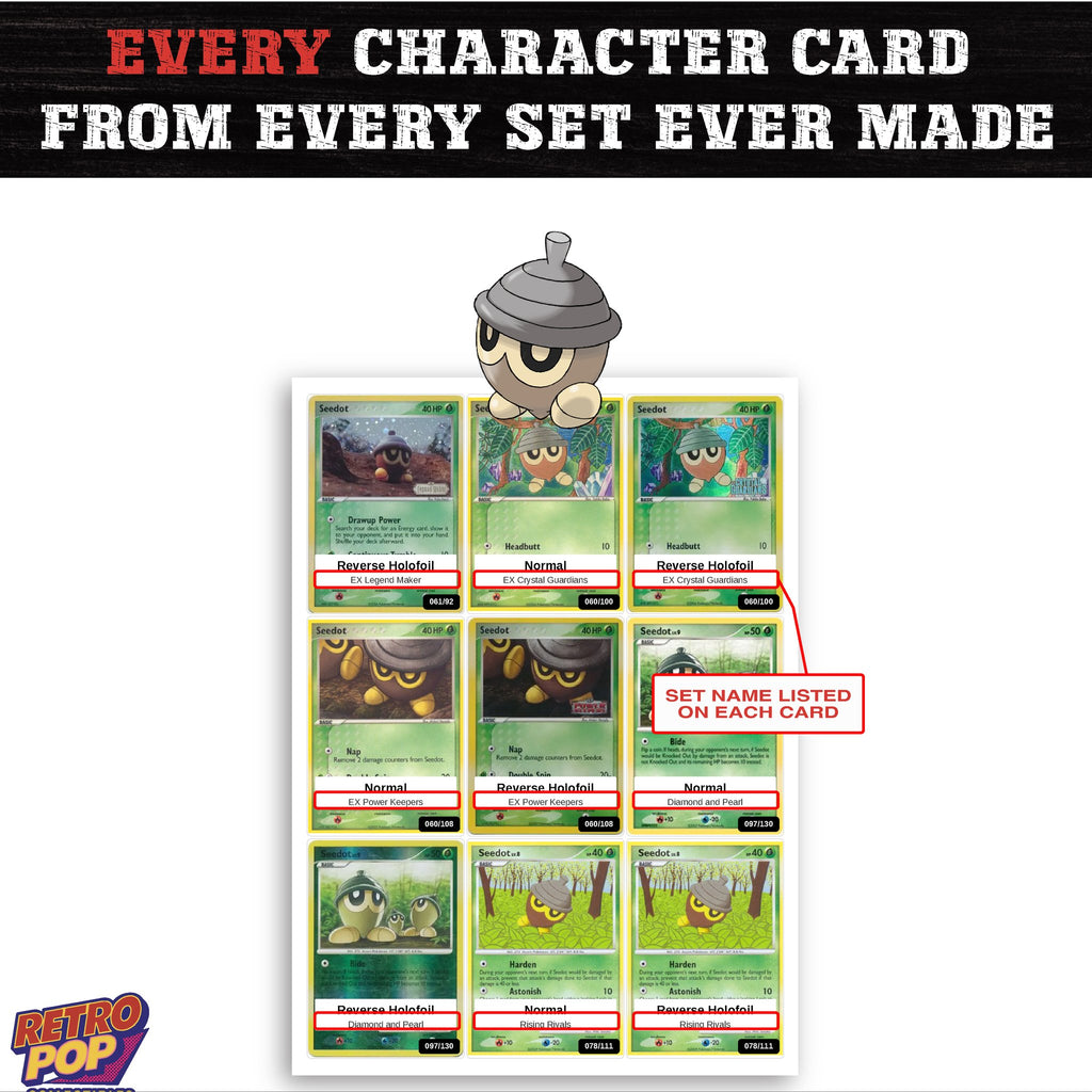 Seedot card collection preview - every set Seedot appears in