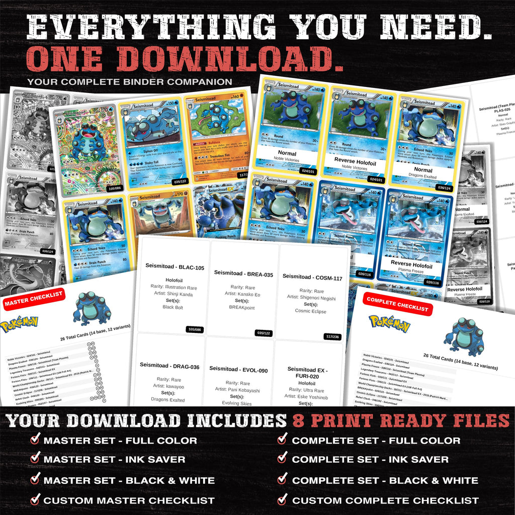 Everything included in the Seismitoad master set download - 8 PDF files