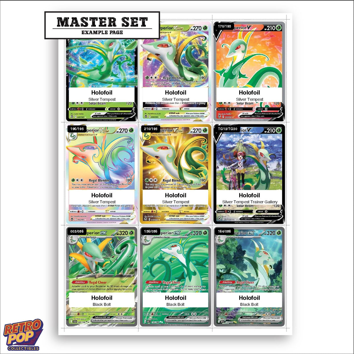 Printed Serperior Pokemon placeholders in binder - real photo 3