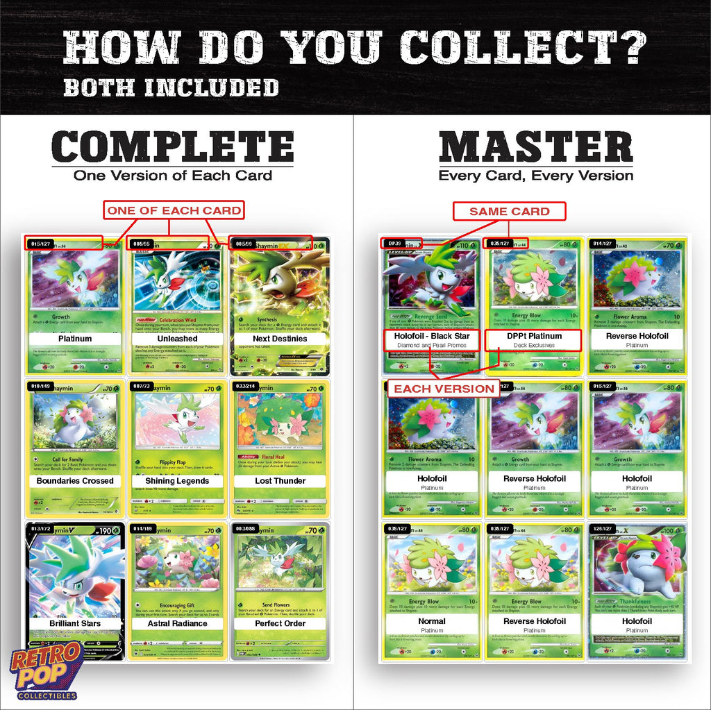 Complete Set vs Master Set versions of the Shaymin binder placeholders