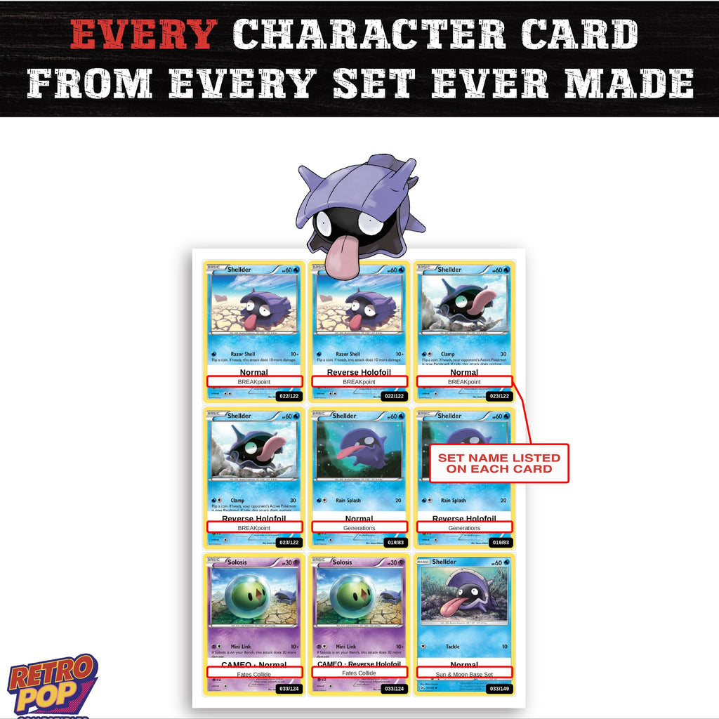 Shellder card collection preview - every set Shellder appears in
