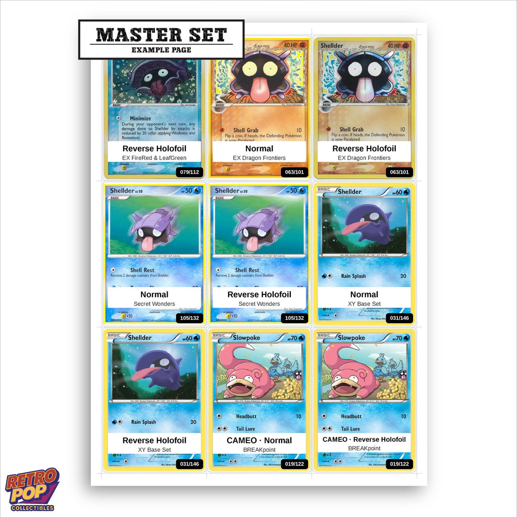 Printed Shellder Pokemon placeholders in binder - real photo 1