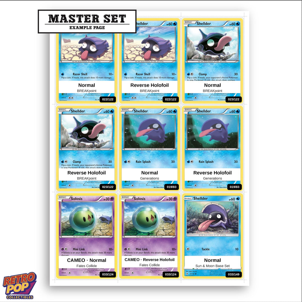 Printed Shellder Pokemon placeholders in binder - real photo 3