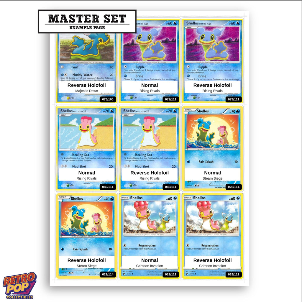 Printed Shellos Pokemon placeholders in binder - real photo 3