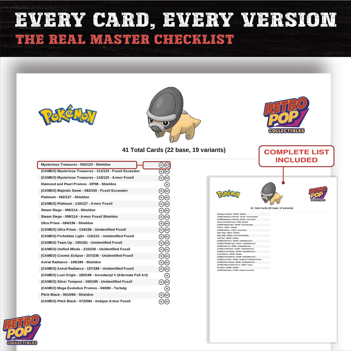 Shieldon master set checklist PDF preview - every card listed
