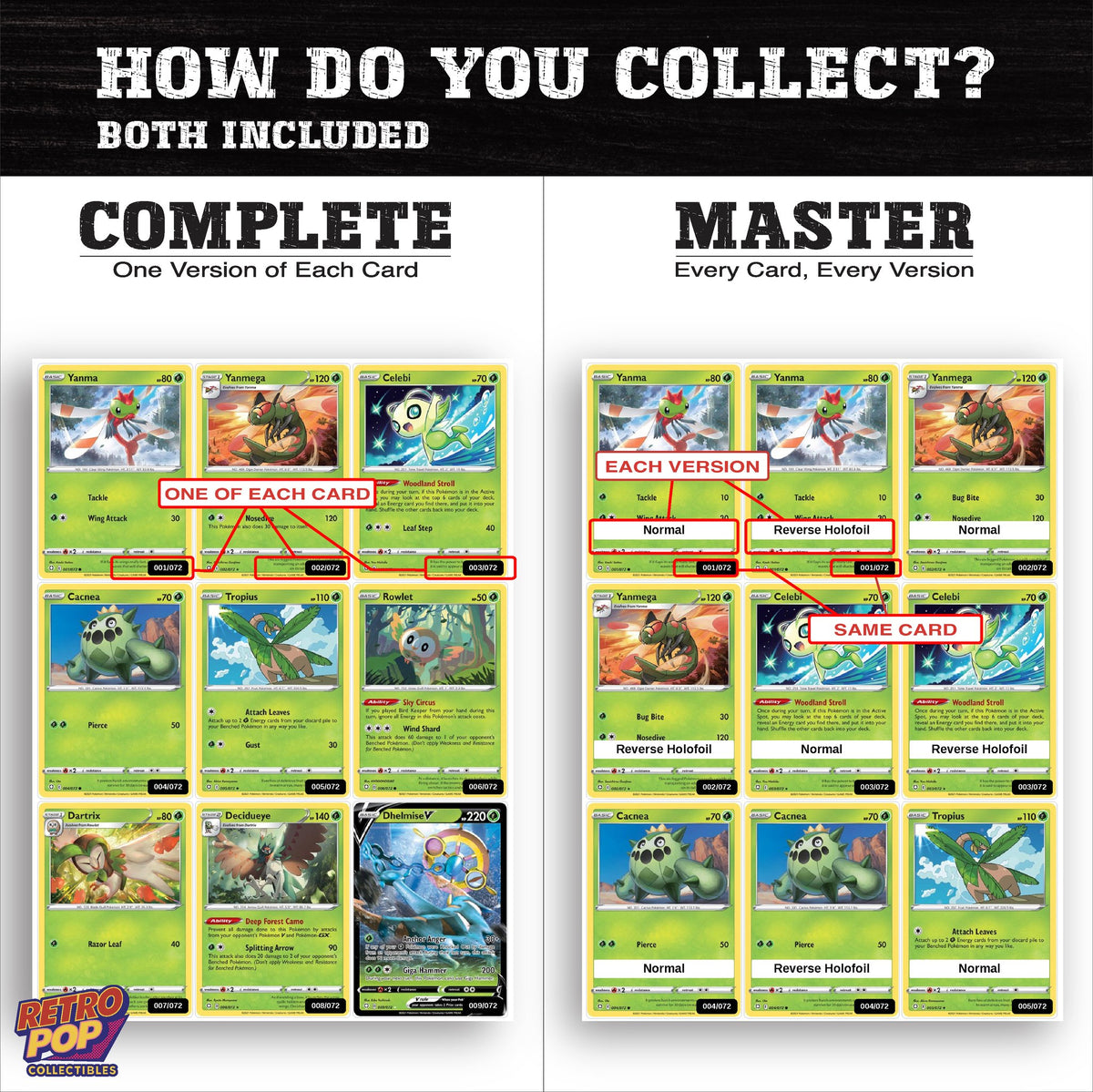 Complete Set vs Master Set versions of Shining Fates binder placeholders