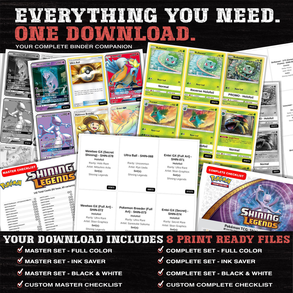 Everything included in the Shining Legends placeholder download - 8 PDF files