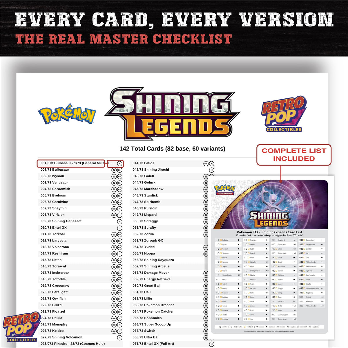 Shining Legends Pokemon card checklist PDF preview