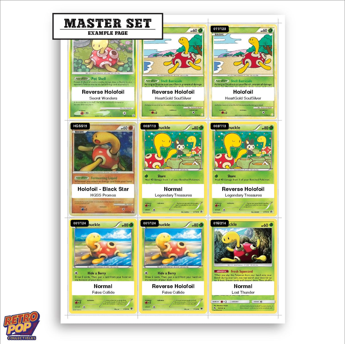 Printed Shuckle Pokemon placeholders in binder - real photo 1