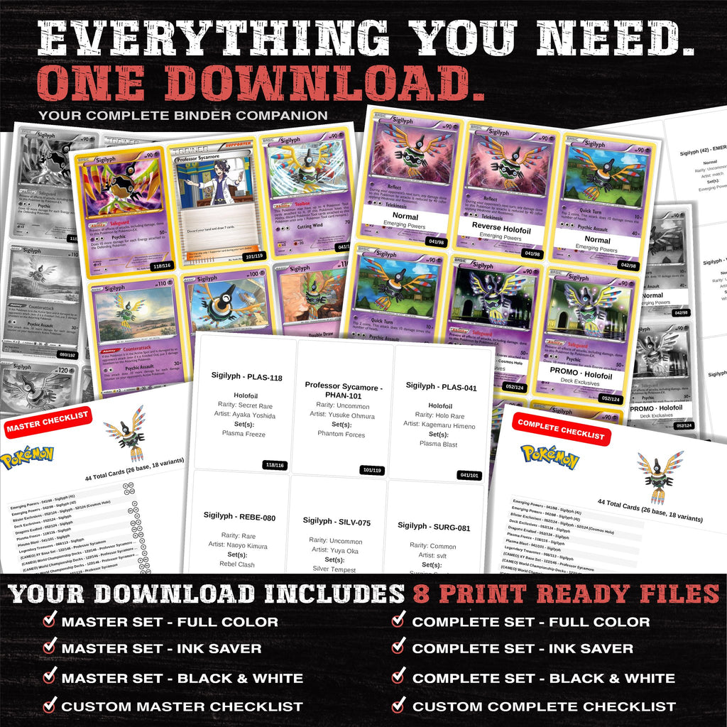 Everything included in the Sigilyph master set download - 8 PDF files