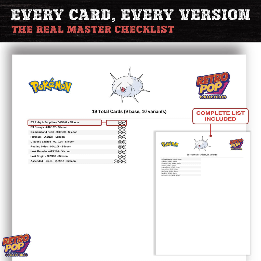 Silcoon master set checklist PDF preview - every card listed