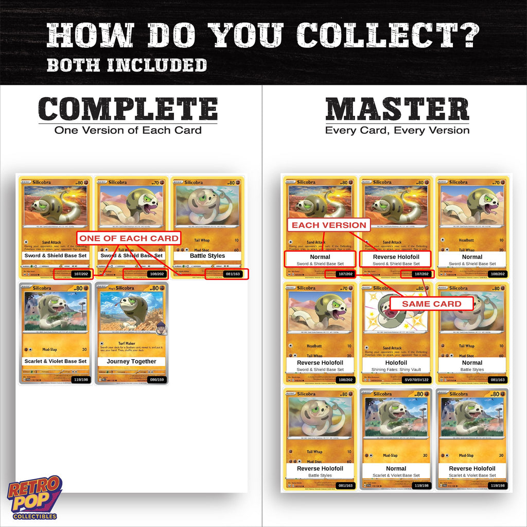 Complete Set vs Master Set versions of the Silicobra binder placeholders