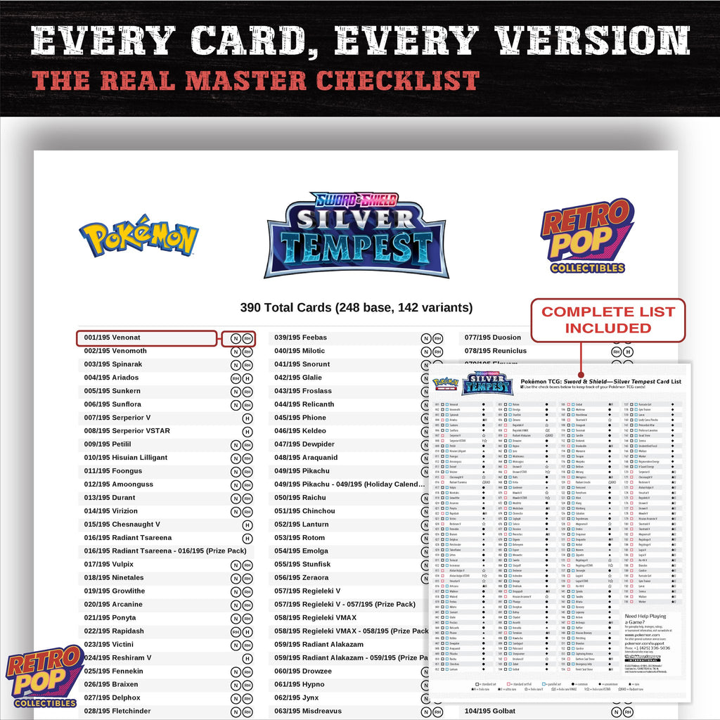 Silver Tempest Pokemon card checklist PDF preview