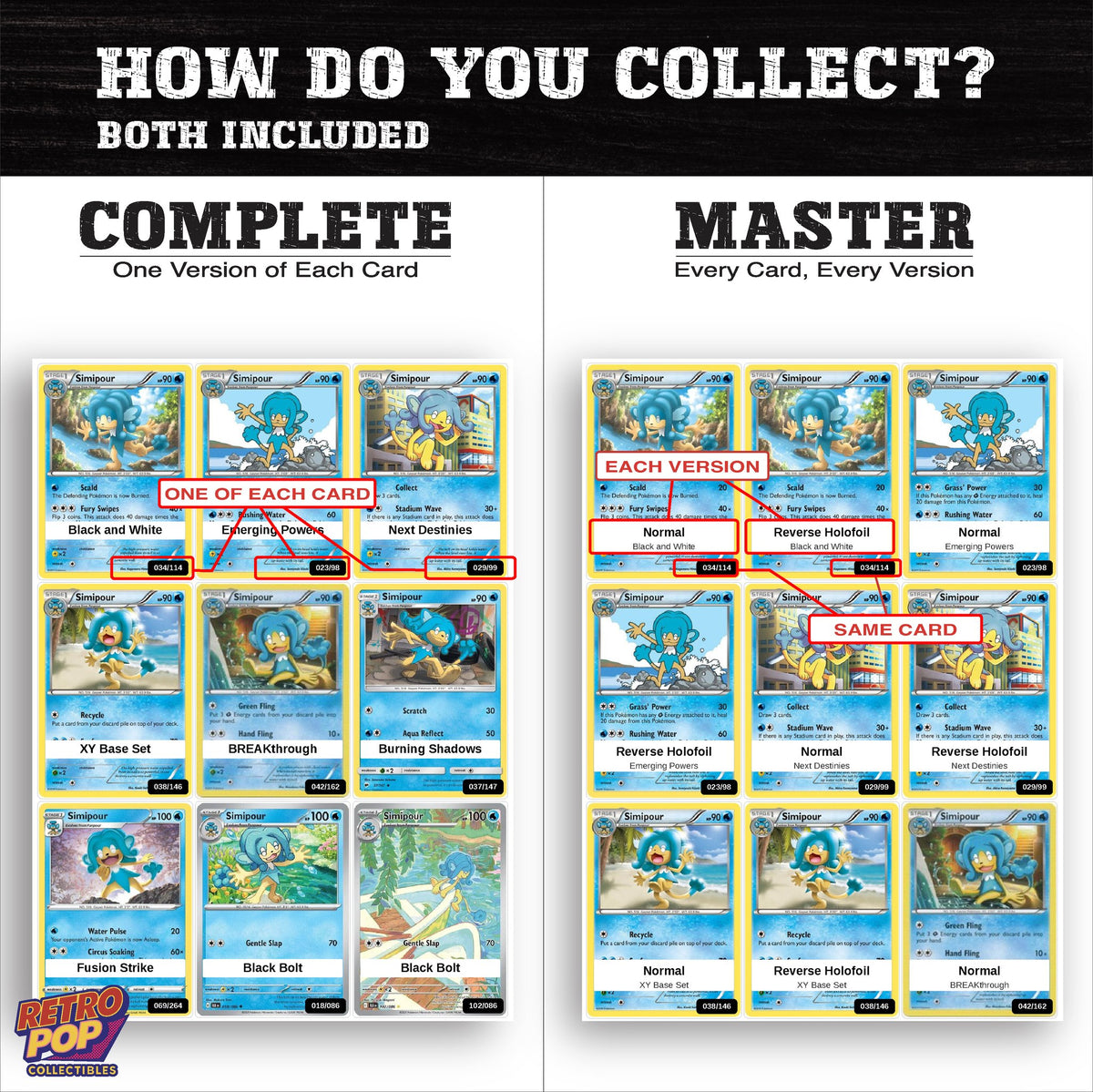 Complete Set vs Master Set versions of the Simipour binder placeholders