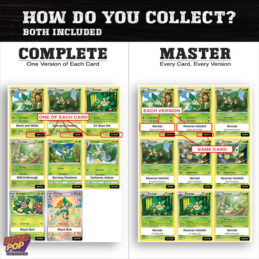 Complete Set vs Master Set versions of the Simisage binder placeholders