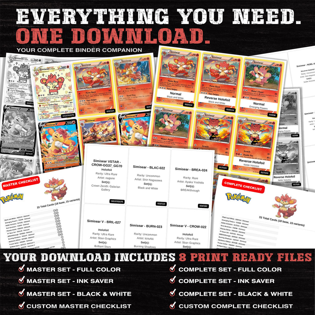 Everything included in the Simisear master set download - 8 PDF files