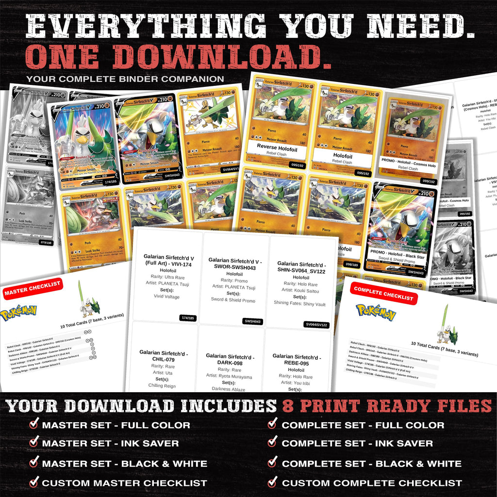 Everything included in the Sirfetch'd master set download - 8 PDF files