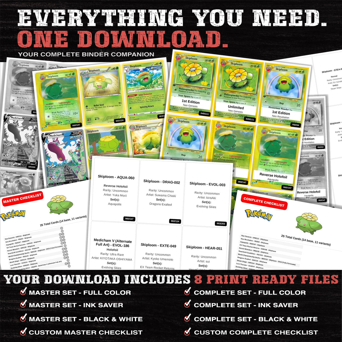 Everything included in the Skiploom master set download - 8 PDF files