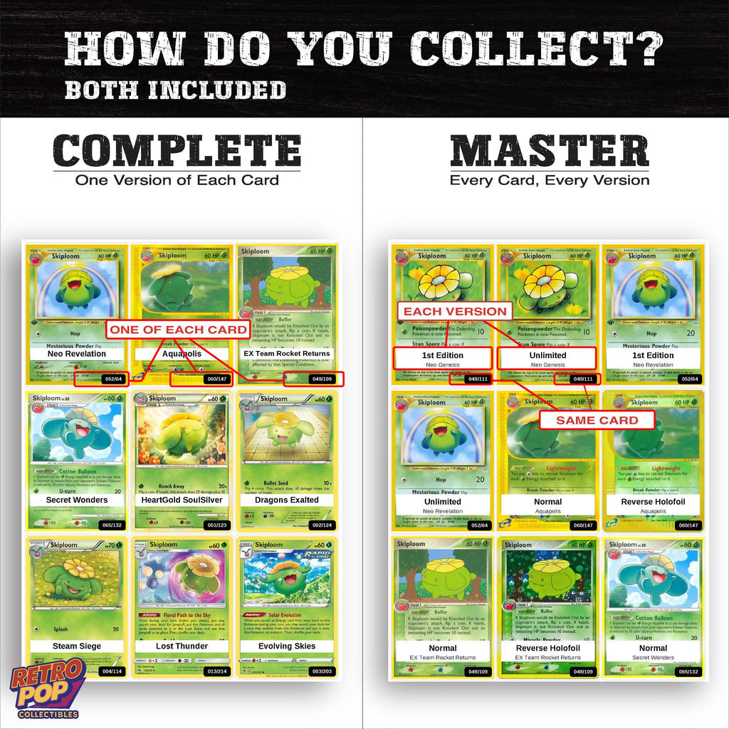 Complete Set vs Master Set versions of the Skiploom binder placeholders