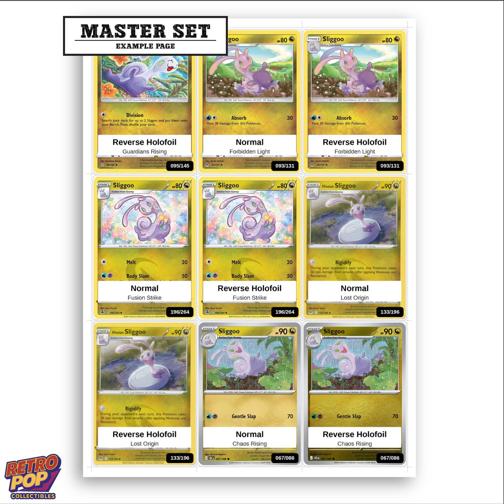 Printed Sliggoo Pokemon placeholders in binder - real photo 3