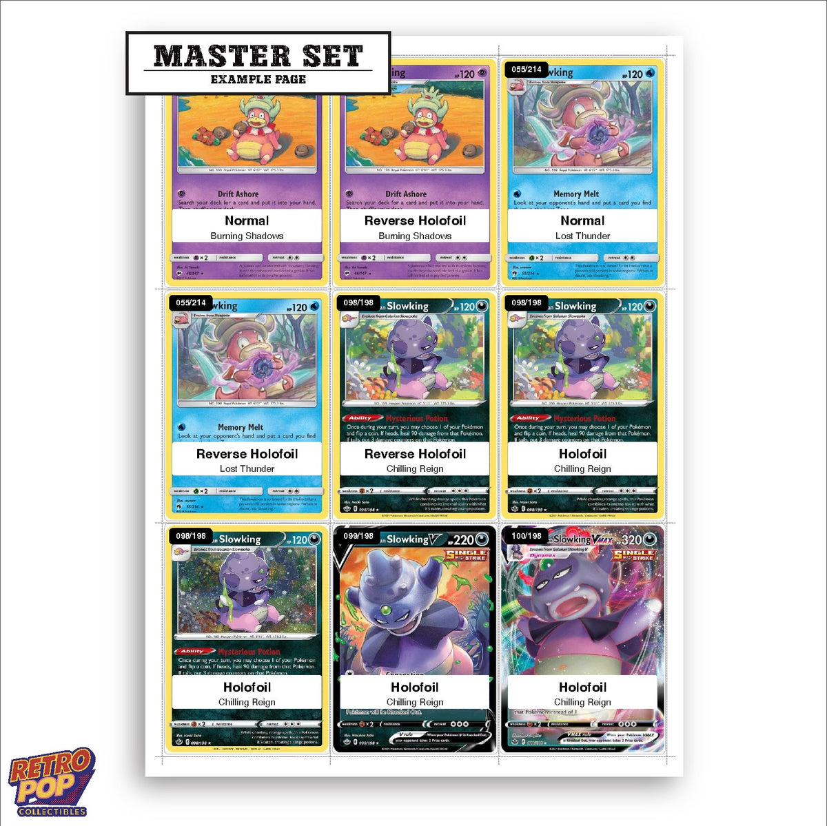 Printed Slowking Pokemon placeholders in binder - real photo 1