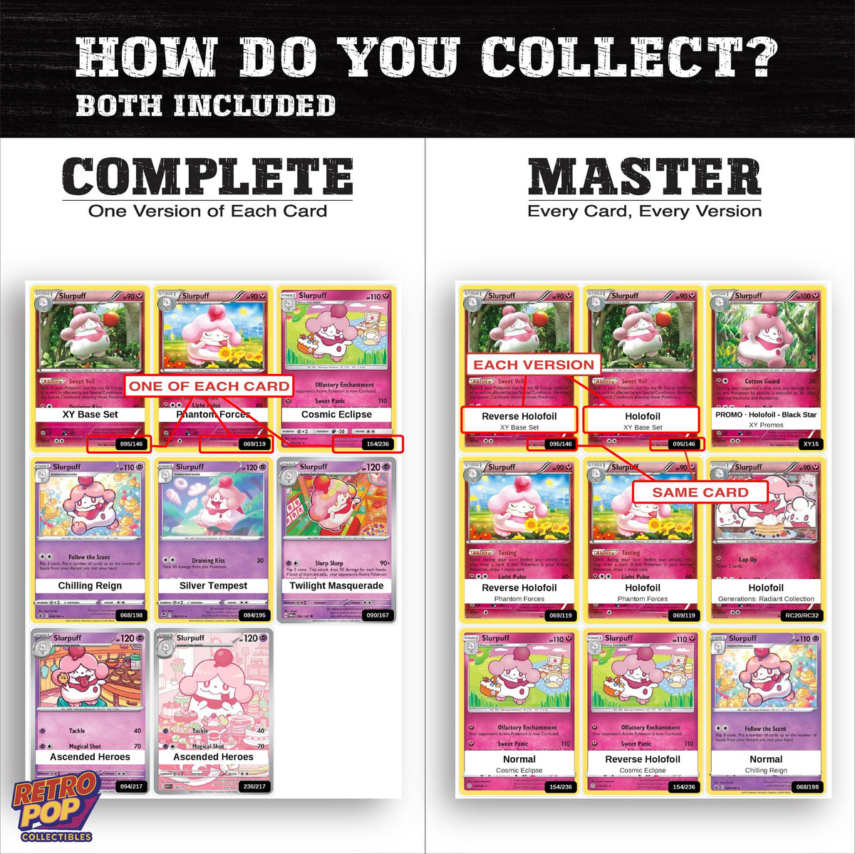 Complete Set vs Master Set versions of the Slurpuff binder placeholders