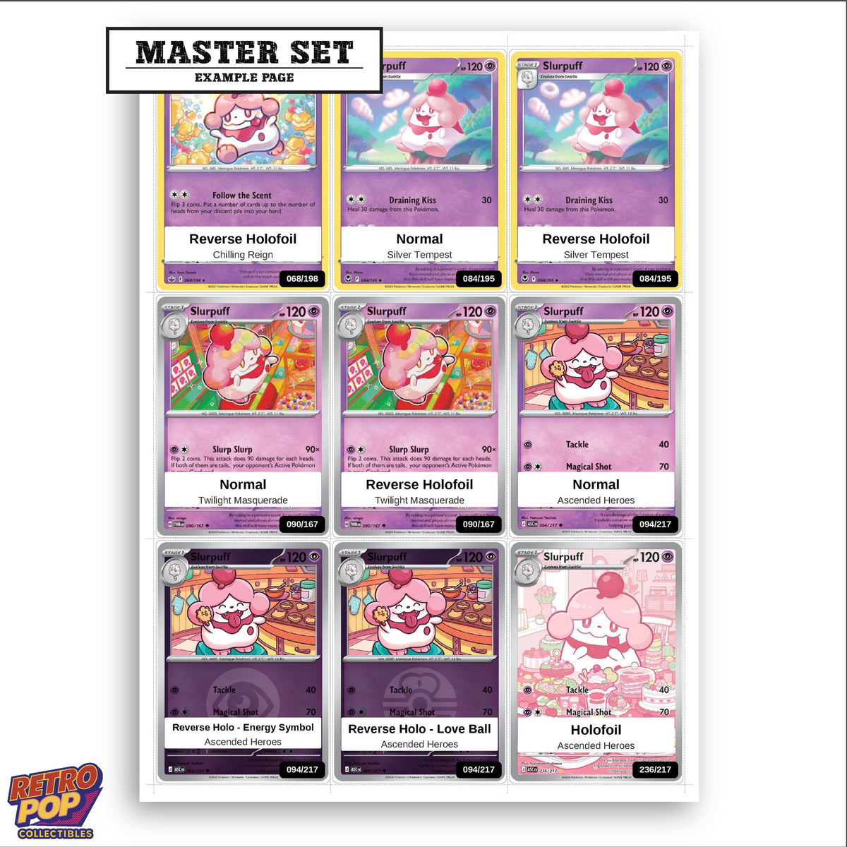 Printed Slurpuff Pokemon placeholders in binder - real photo 3