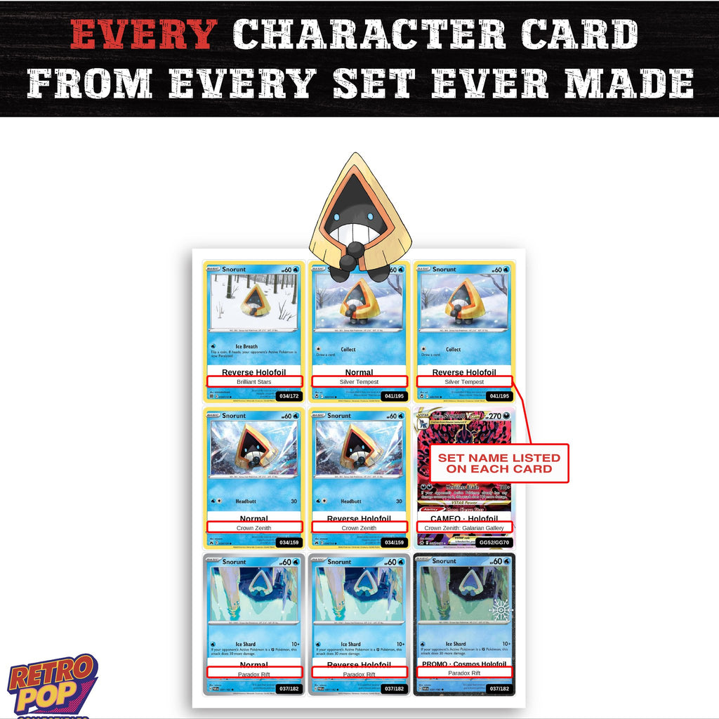 Snorunt card collection preview - every set Snorunt appears in