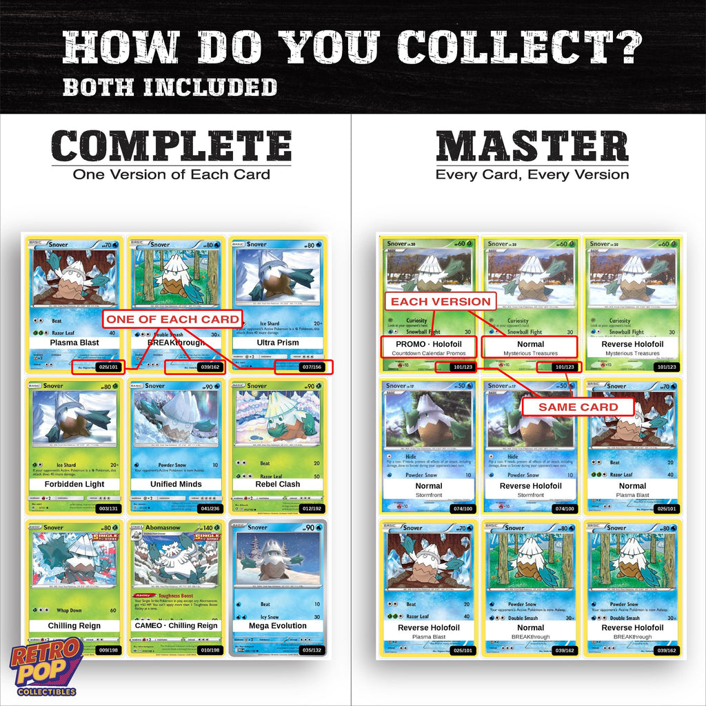 Complete Set vs Master Set versions of the Snover binder placeholders