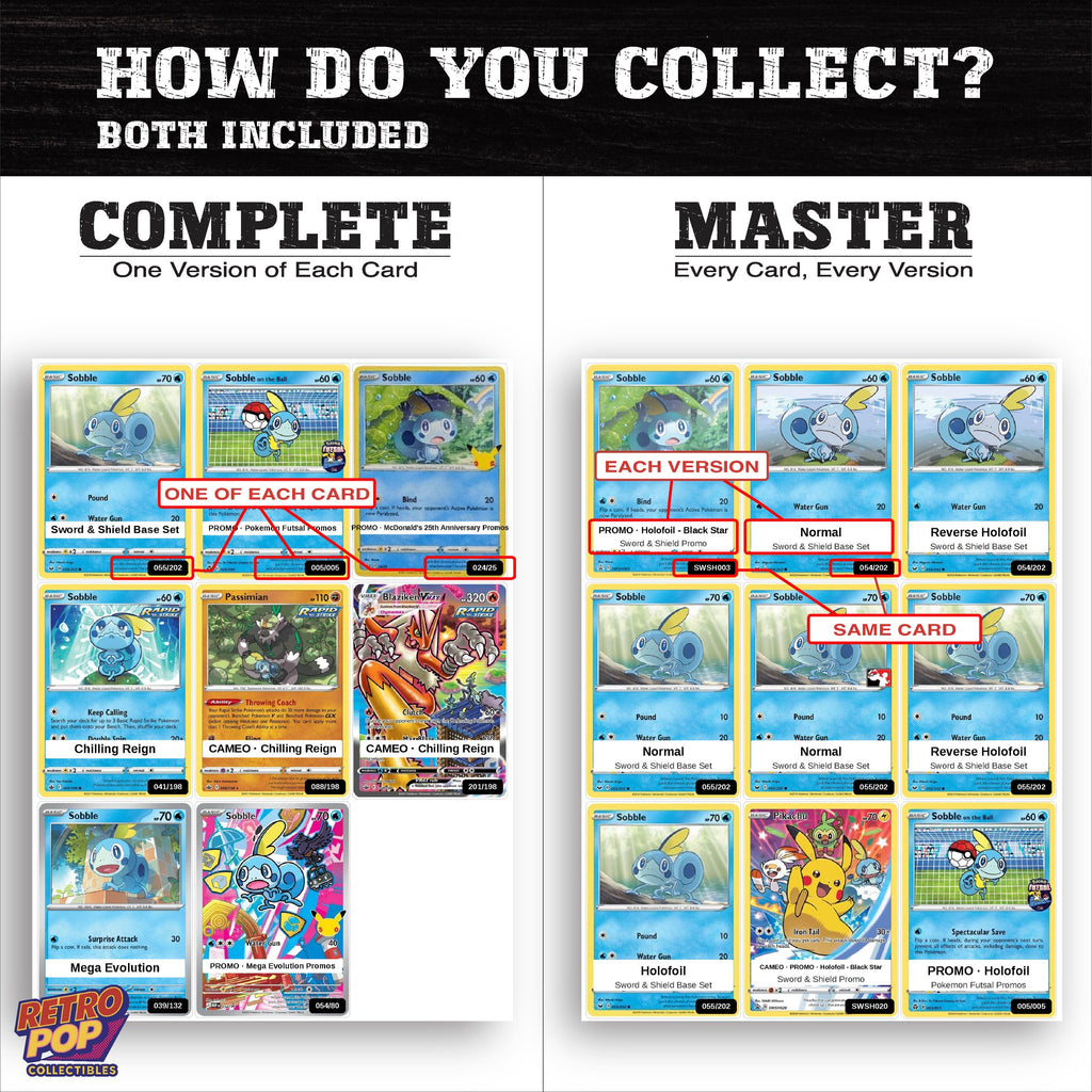 Complete Set vs Master Set versions of the Sobble binder placeholders