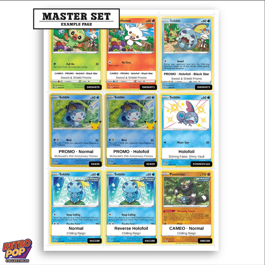 Printed Sobble Pokemon placeholders in binder - real photo 3
