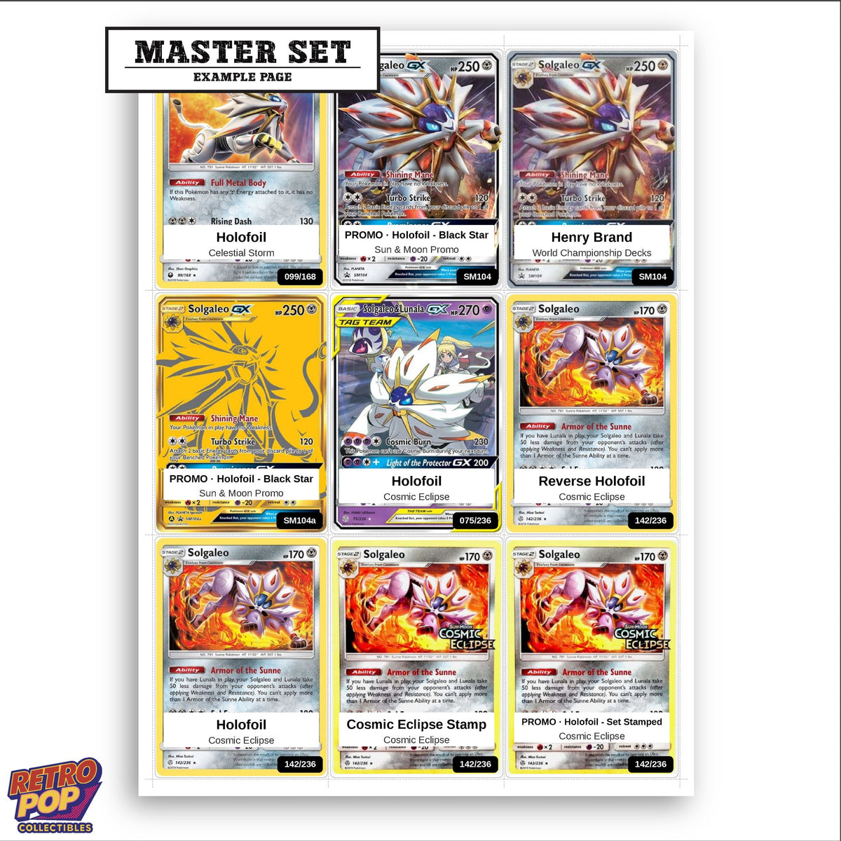 Printed Solgaleo Pokemon placeholders in binder - real photo 3