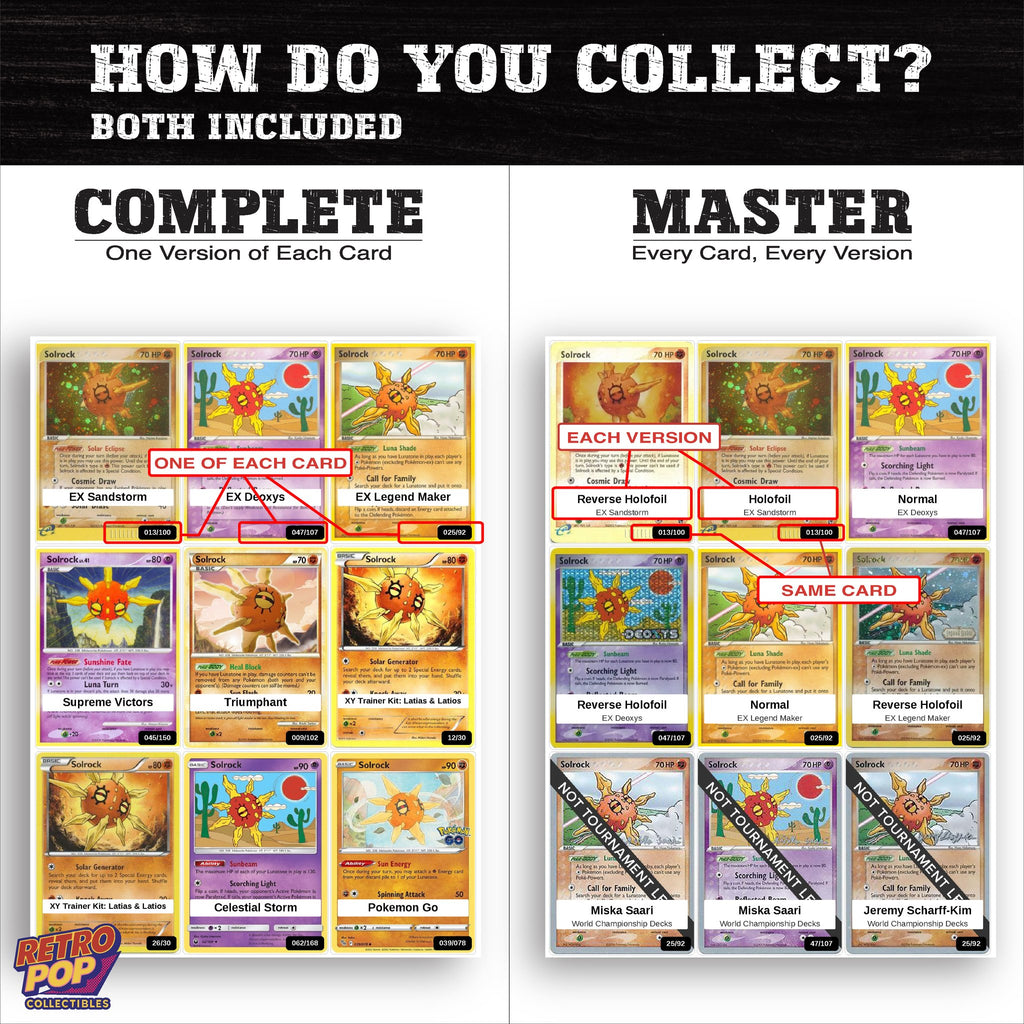 Complete Set vs Master Set versions of the Solrock binder placeholders