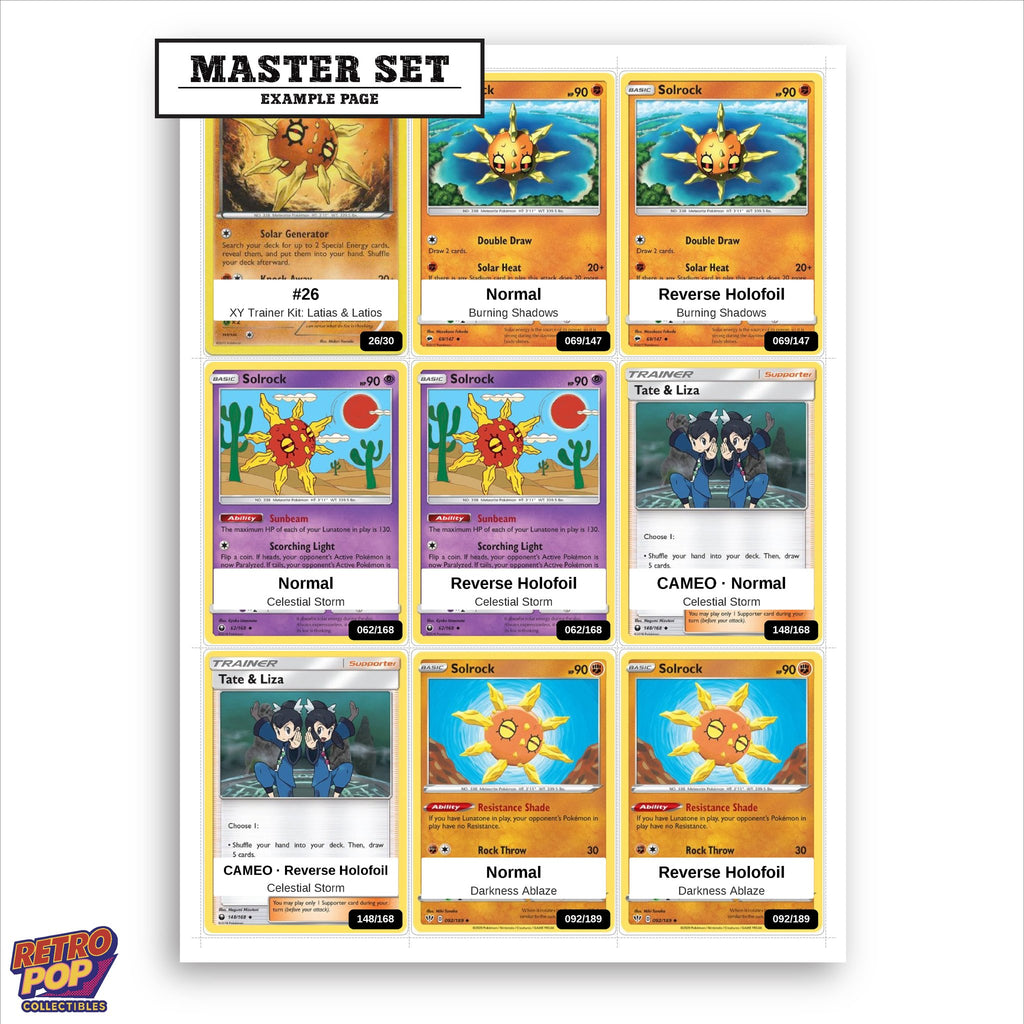 Printed Solrock Pokemon placeholders in binder - real photo 1